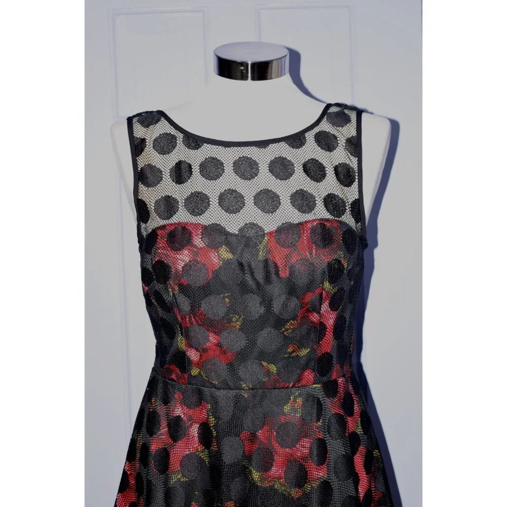 Betsey Johnson Rose and Polka Dot Mini Dress size6 - Picture 2 of 10